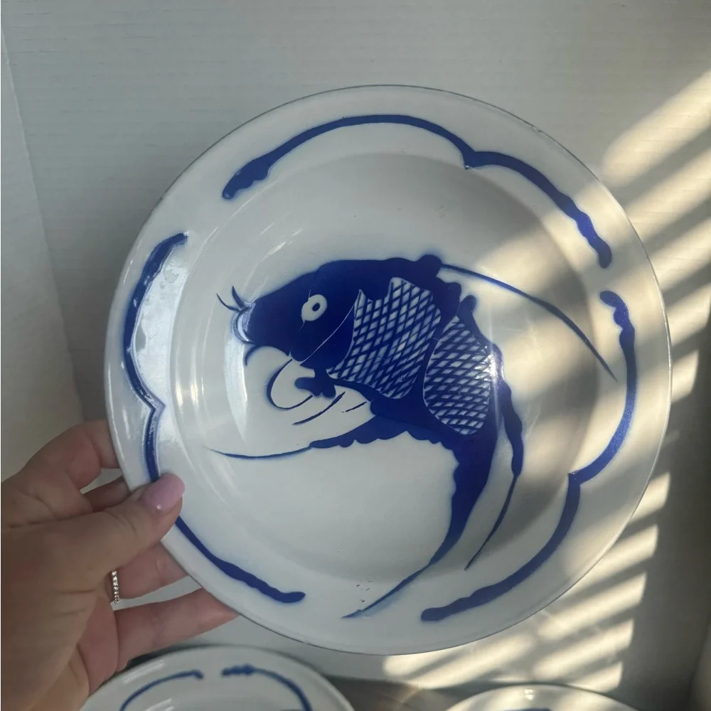 Vintage Goldfish Brand Koi Enamel set